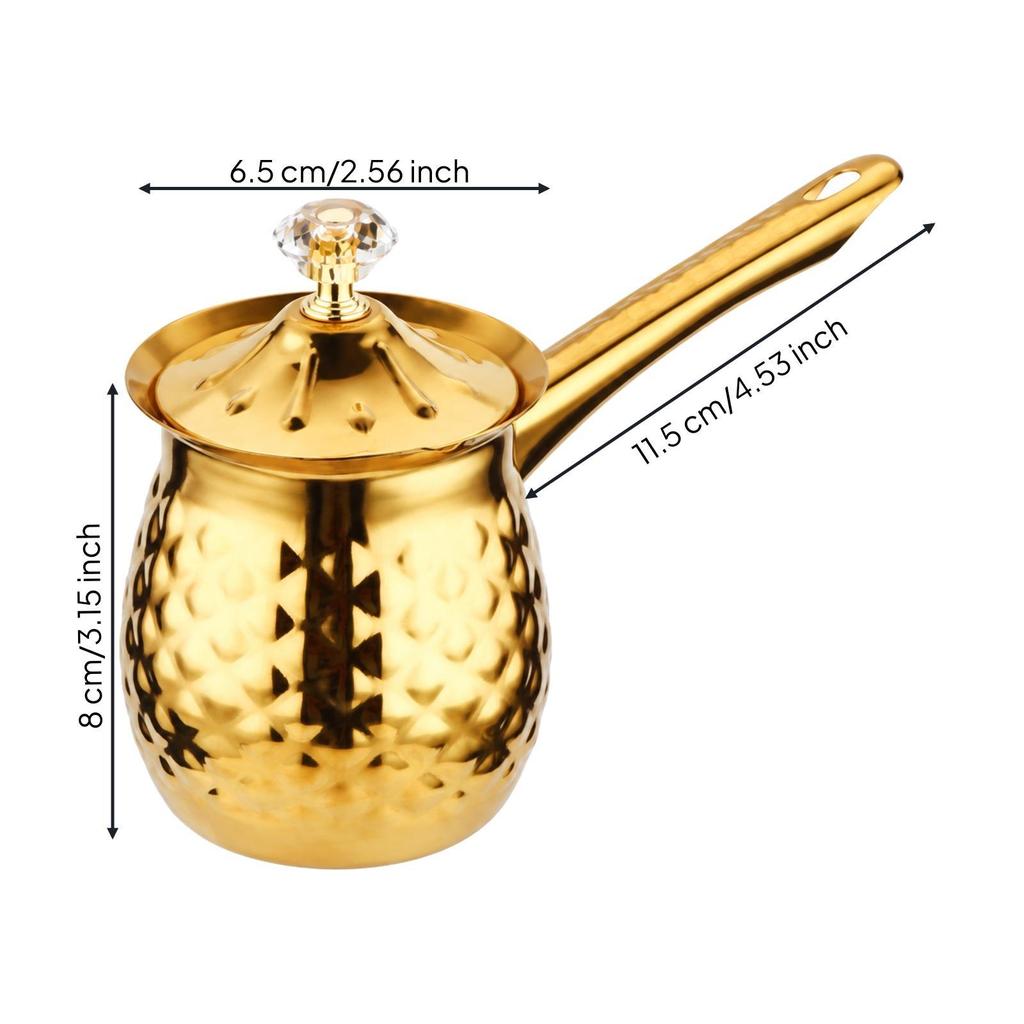 Stainless Mini Cooking Pot Lidded Hammered with Lid Colored 200ML