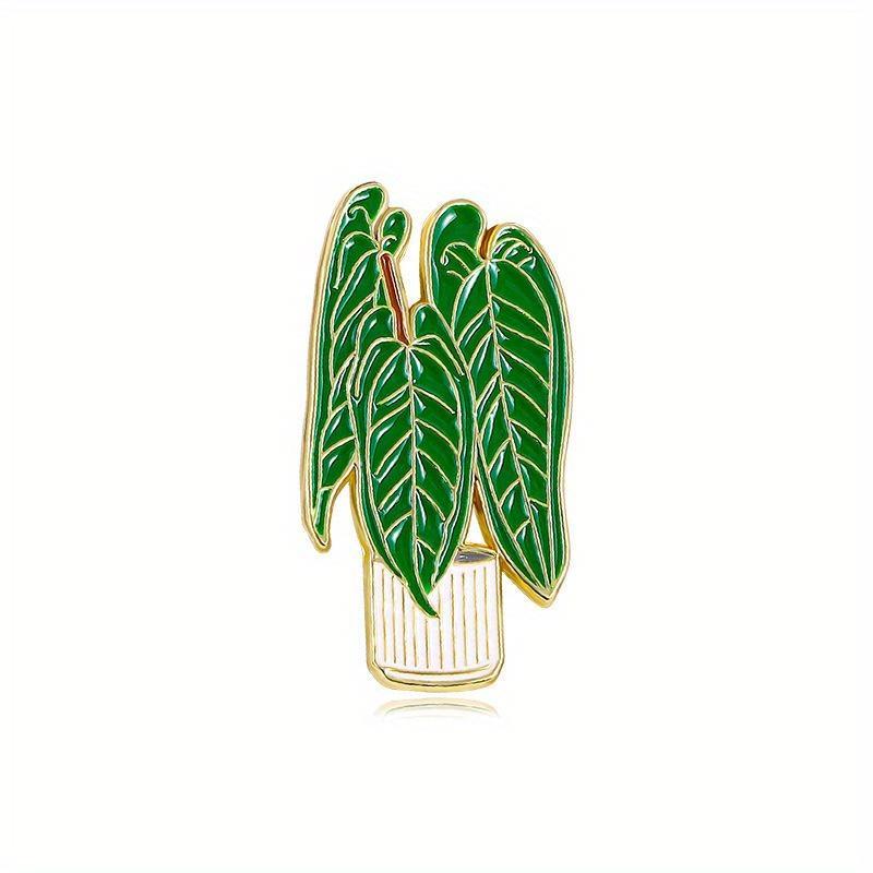 Creative Cartoon Potted Flower Enamel Brooch Badge Pastoral Green Leaf Brooch Suitable for Men and Women Hats Bags Clothes Gifts