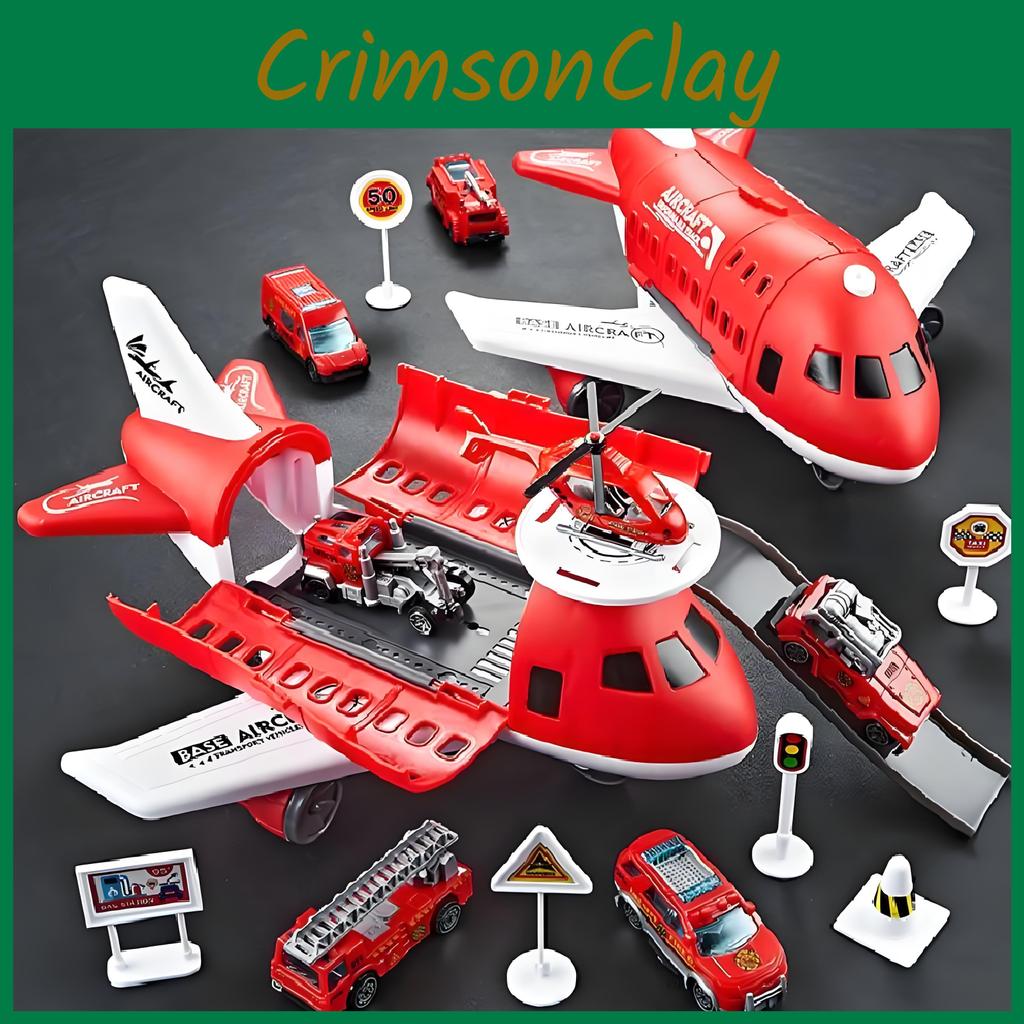 Toy Big Airplane Cars Vehicle Transport Passenger Simulate Plane Fire Truck Gift