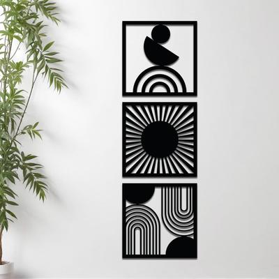 Vorlaminierte Kiefernholz Moderne Boho Wandkunst | Lasergeschnittene Präzision | Für Heimdeko | Zum Verschenken (3er Set)