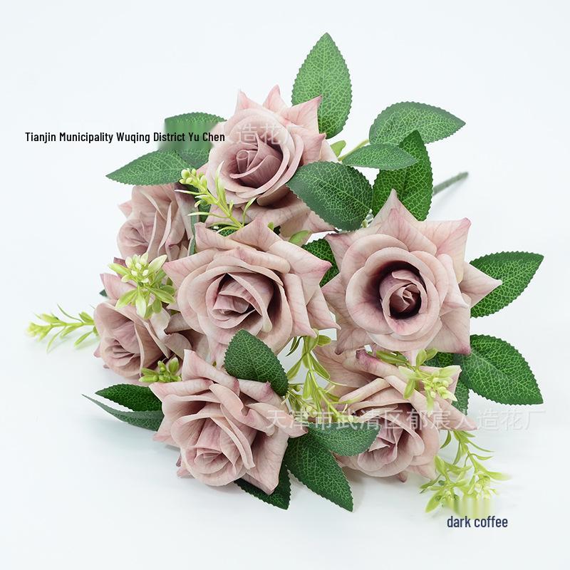 7-Head 3D Rose Bouquet with Rose Handle for Wedding and Home Decor