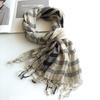 100 Vintage Linen Large Plaid Scarf Rain Dew Linen Generating Color Scarf Wide Length Shade Shawl