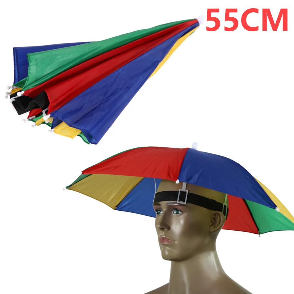 Rain Umbrella Hat Outdoor Portable Rain Umbrella Hat Foldable Sun Shade Waterproof Camping Fishing Headwear Cap Beach Head Hat