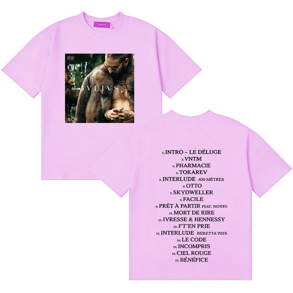 French Rapper SCH JVLIVS Tour Inspired Gothic High Quality Casual Oversized TShirt Unisexs Womens Cozy Summer Tee Shrits Teenagers
