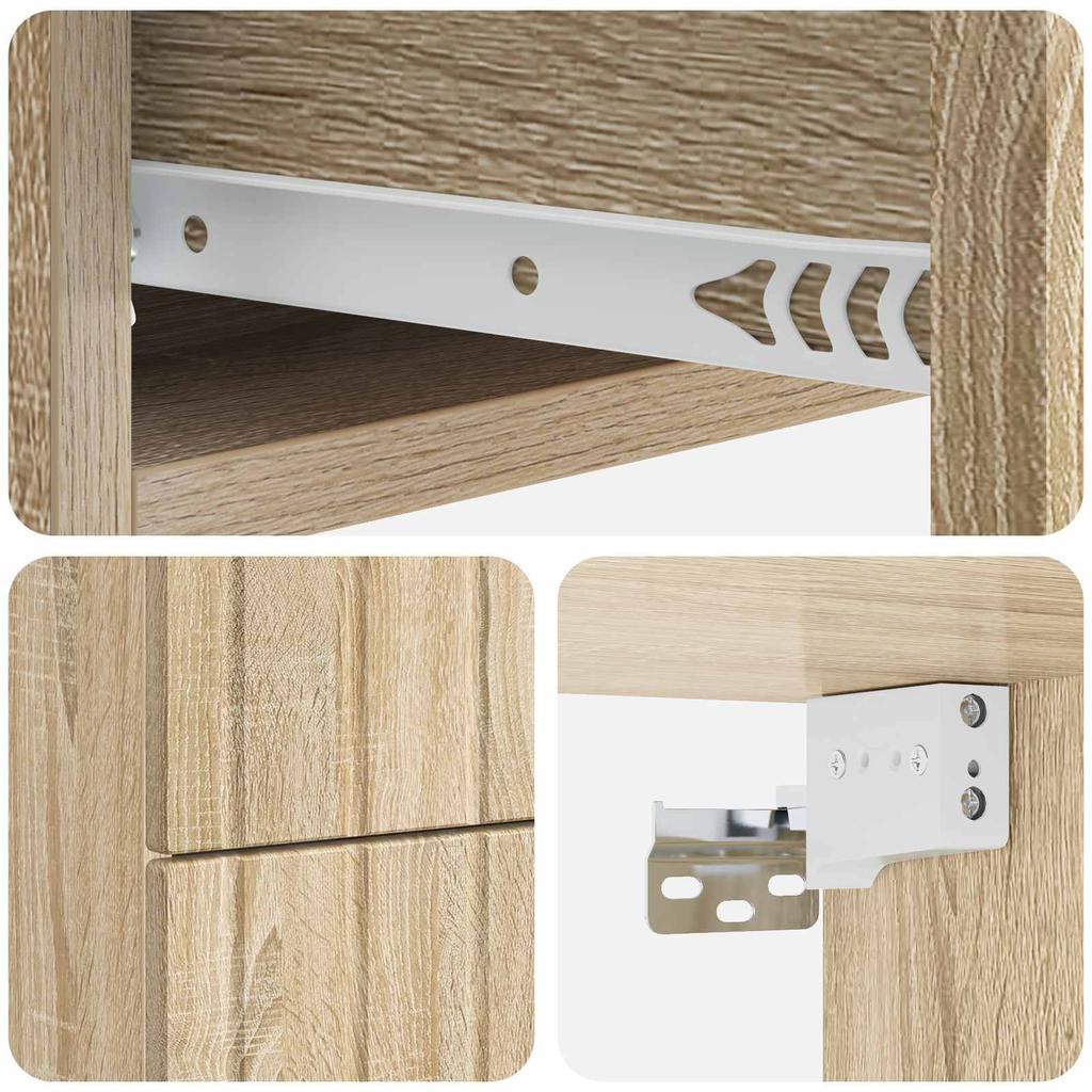 Wall Mounted Nightstand Sonoma Oak 33 x 34.5 x 43 cm