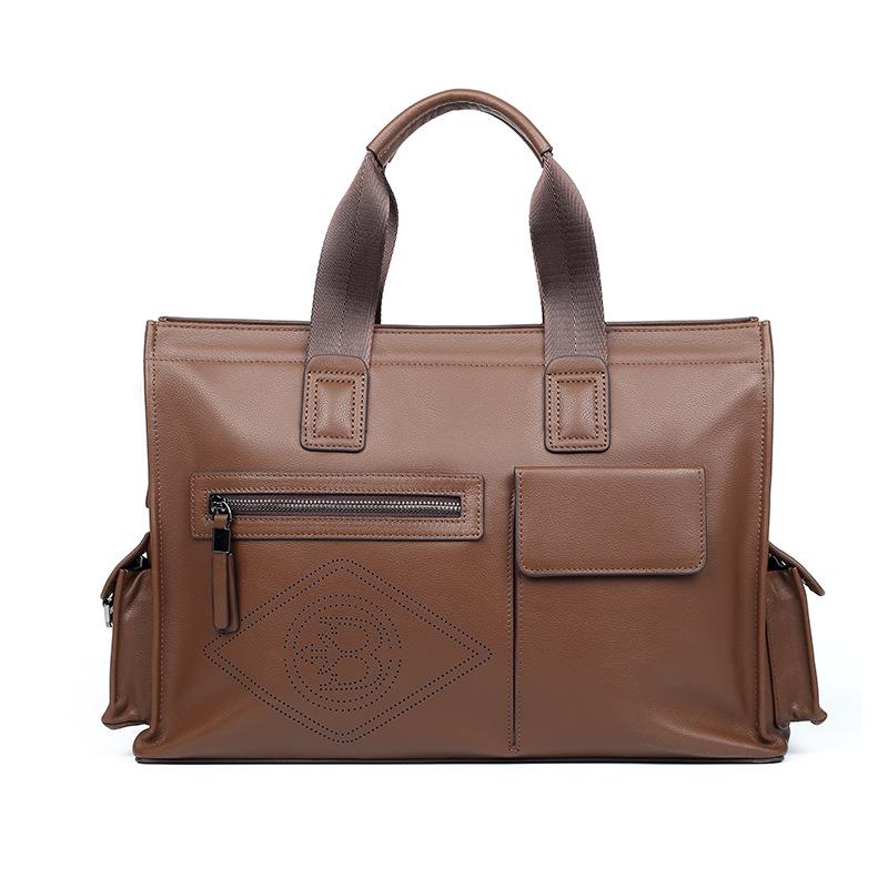 Men's Casual Genuine Leather Briefcase: Fashionable Cowhide Laptop Bag and Large Capacity Business Messenger Handbag