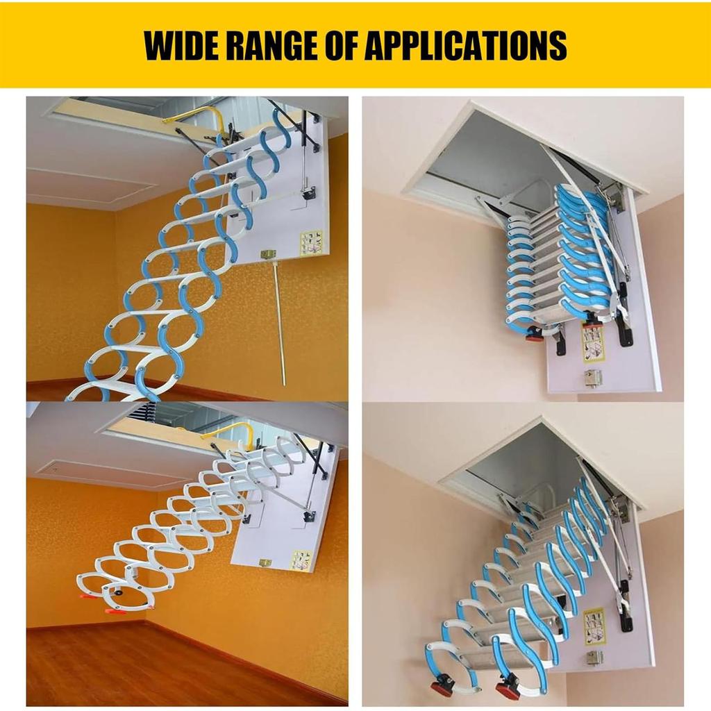 Ladder Uittrekbaar Systeem Kit Telescopisch 64 Inch Trappen Trekker Stang Zolder Trappen Uittrekhaak Voor Vracht Garage Kast Vrachtwagen