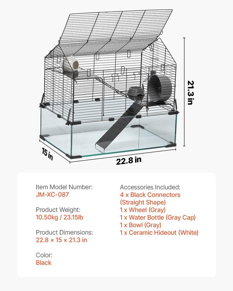 Wire Hamster Cage Habitat 22.8in Rodent Gerbil Small Animal House