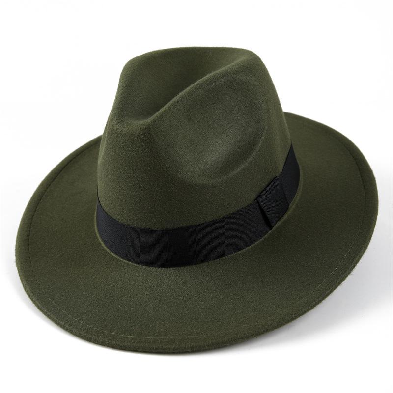 Autumn and winter woolen hat Shanghai beach retro black woolen hat gentleman's hat top hat British jazz hat