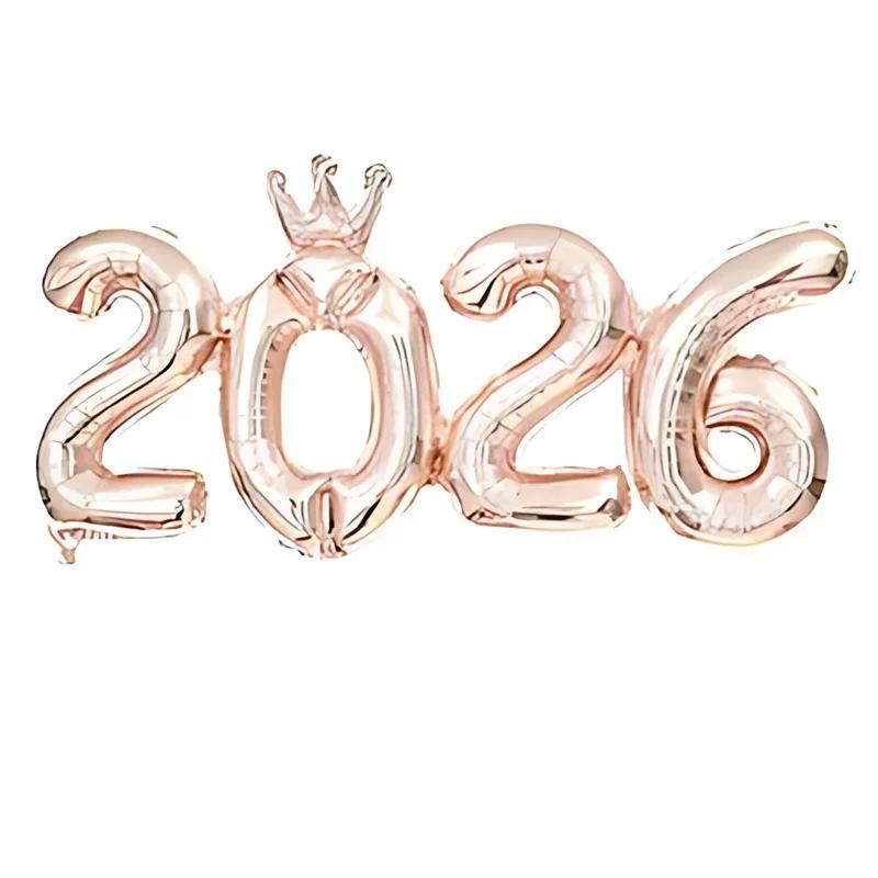 2026 Gold Red Crown Foil Number Balloons for 2026 New Year Eve Party Decoration Supplies 2026 Graduation Navidad Christmas Decor
