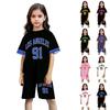 Kids Boys Girls Sportswear Set Short Sleeve Top and Shorts Letter Print Round Neck Casual Outfit Summer Activewear