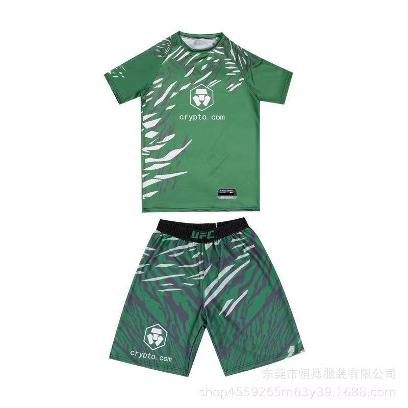 Conjunto de Shorts e Camiseta para Treino de Boxe MMA Homens Mulheres Muay Thai Esportes de Combate Alta Elasticidade Equipamento Fitness
