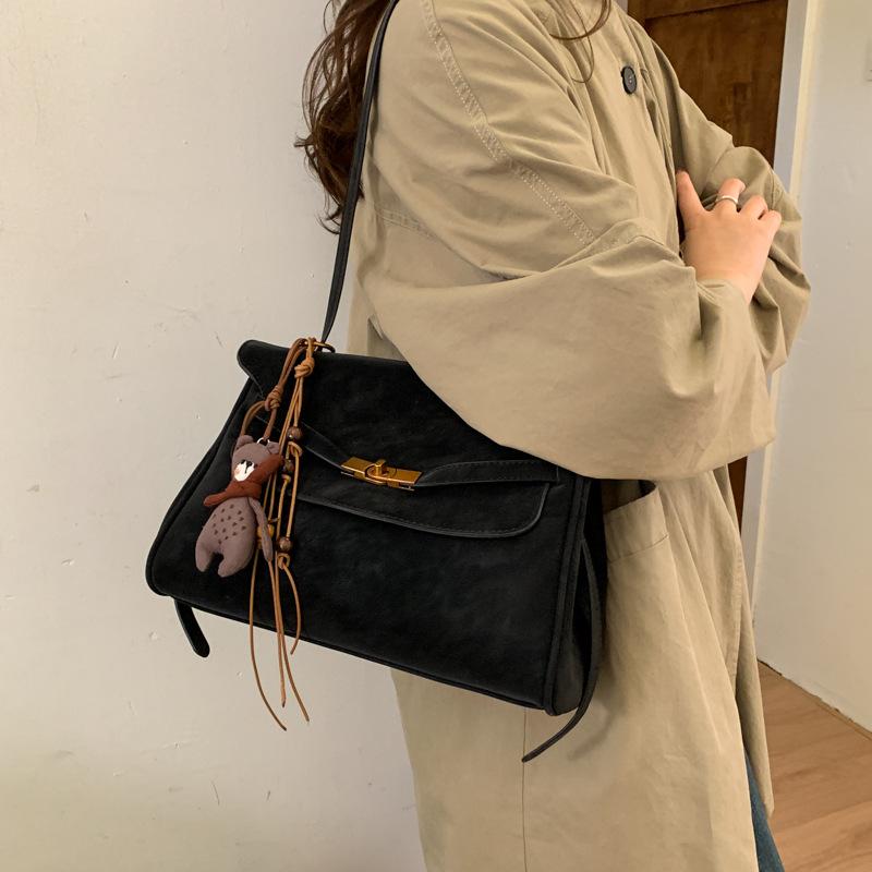 Vintage Matte Bag 2025 New High-end Commuter Women's Shoulder Messenger Bag Large-capacity Work Tote Bag