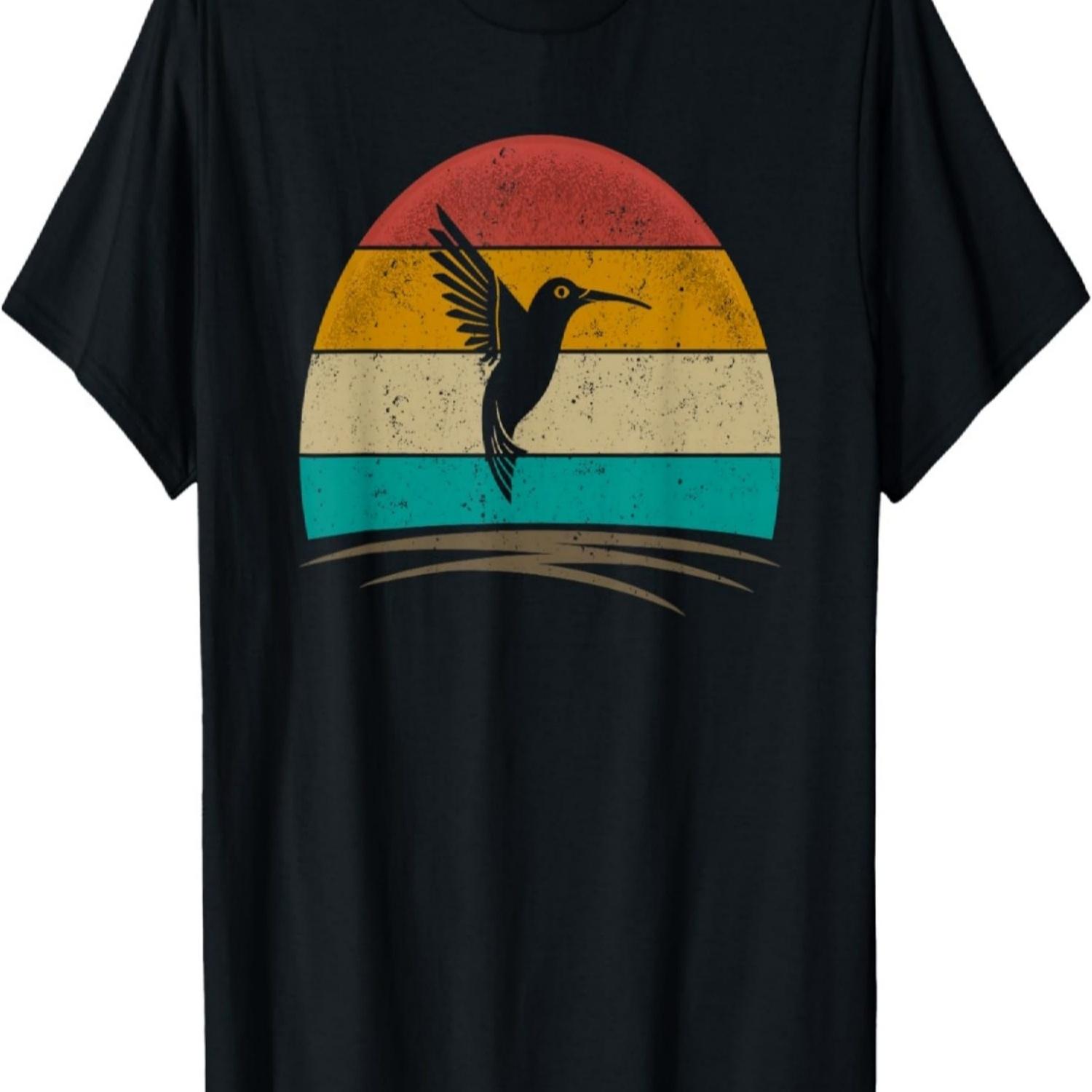 

Retro Hummingbird Shirt Bird Watching Bird Hummingbird Lover T-Shirt S чёрный