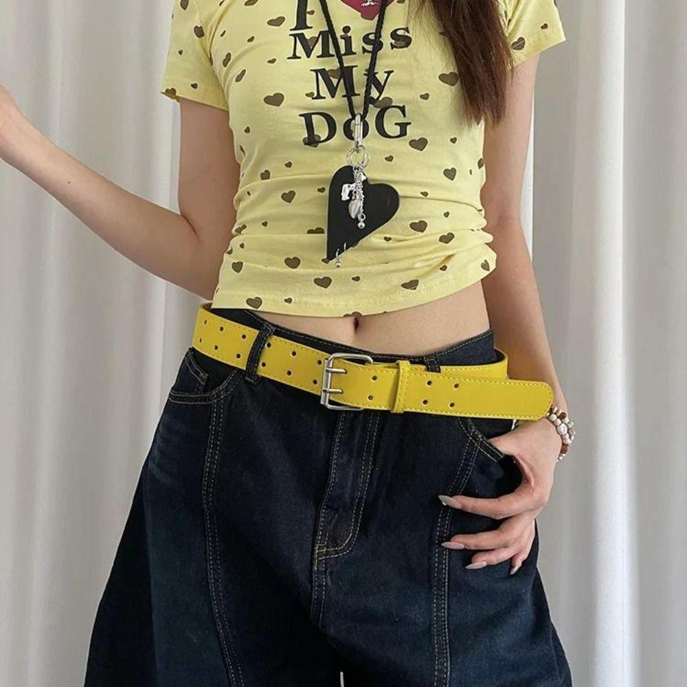 Double-Breasted Wide Waist Belt Versatile Dress Jeans Belt American Women's Belt  Waist Accessories