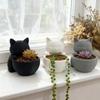 Mini Small Flowerpot Cat-Shaped with Drainage Holes Cacti Potted Plant Uniquely Designed Succulents Planter Pot