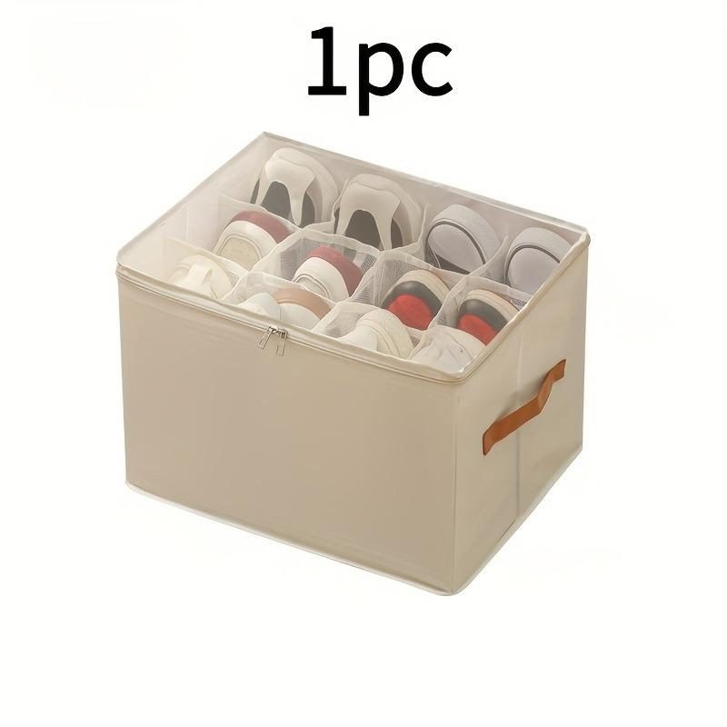 Space-Saving Foldable Oxford Storage Box with Clear Lid Stackable Shoe Organizer Box Multi-Purpose Solution for Shoes Clothes белый 4890₽