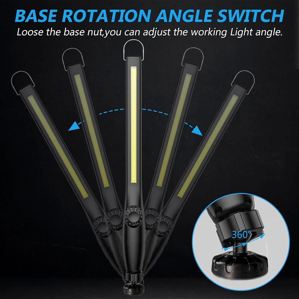 Powerful COB+LED Flashlight Magnetic Work Light USB Rechargeable Torch Portable Lantern Inspection Light Camping Car Repair Lamp