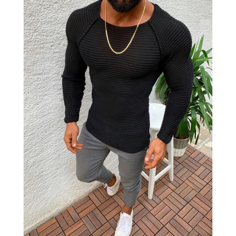 Men S Crew Neck Long Sleeve Slim Fit Pullover Knit Casual Sweater