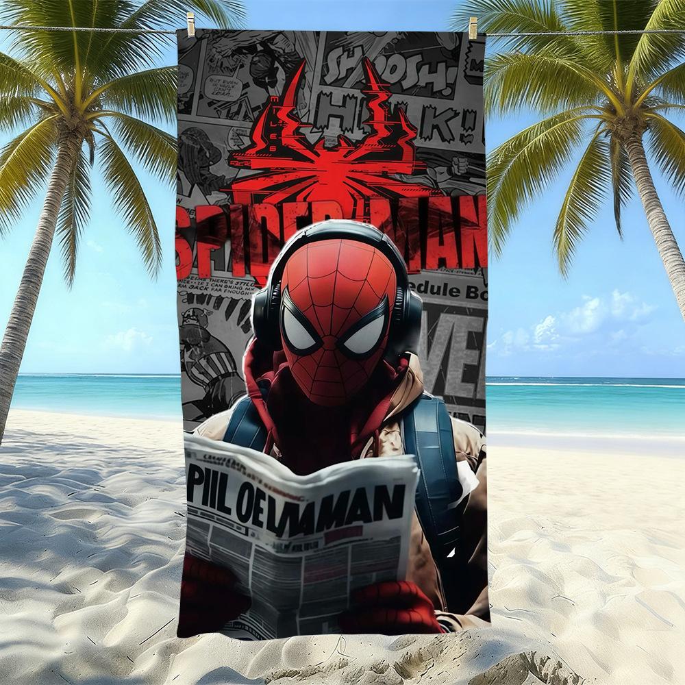 Toalla de Playa con Estampado de Dibujos Animados de Marvel Spider-Man, Natación en la Costa, Secado Rápido, Suave y Agradable para la Piel, Playa de Vacaciones
