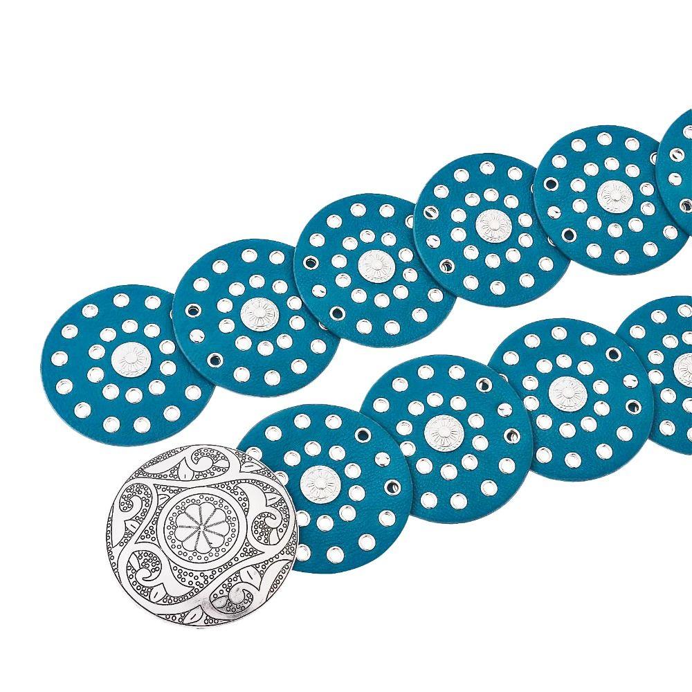 Übertriebener Cowboy-Scheibengürtel Western-Stil Bunt Breiter Scheibengürtel Hohlgürtel für Damen