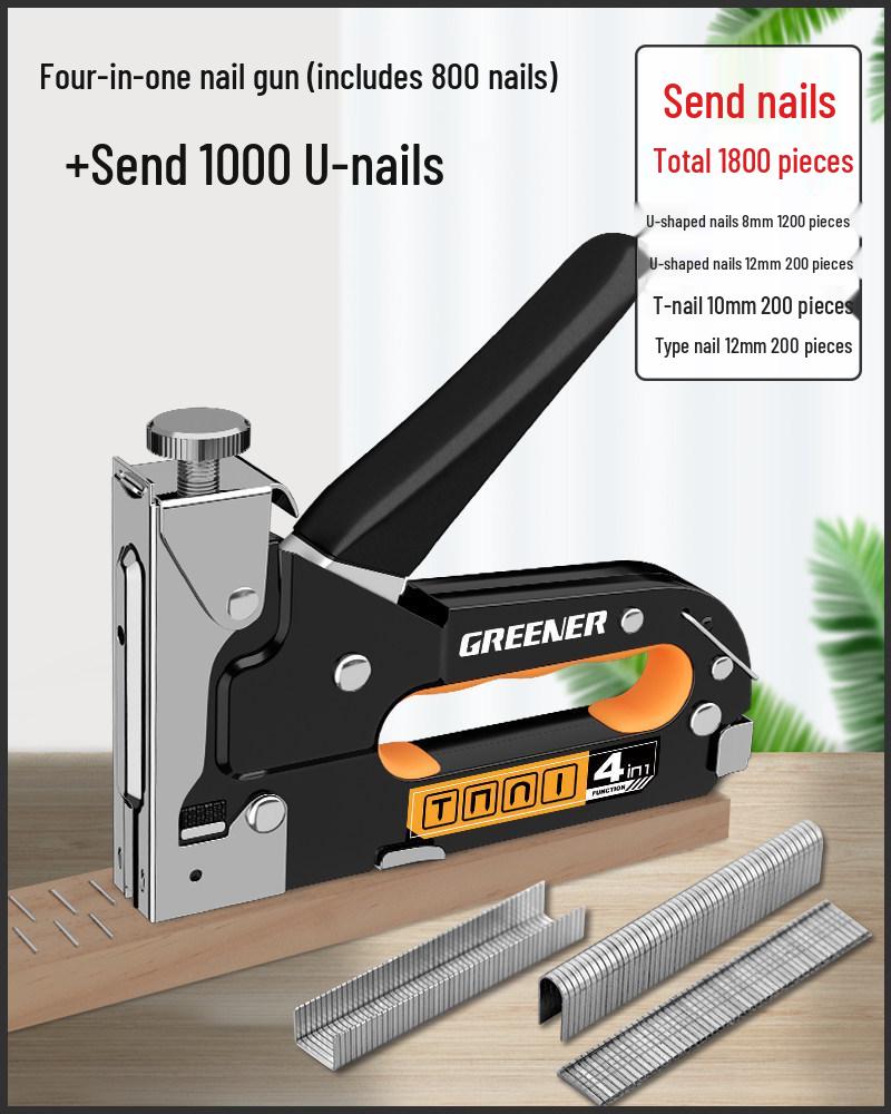 "Green Forest Manual Woodworking Nail Gun: Special Door & Stapler for Home Oil Painting"