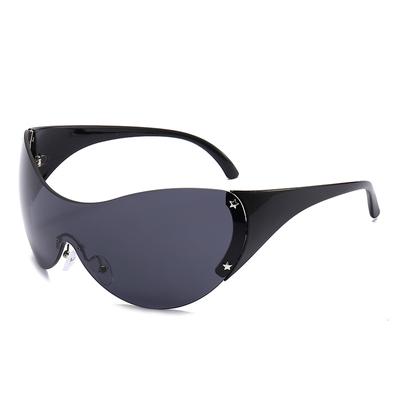 Fashion Big One Piece Y2K Sunglasses Women Brand Vintage Punk Rimless Sun Glasses Female Men Unique Star Shades