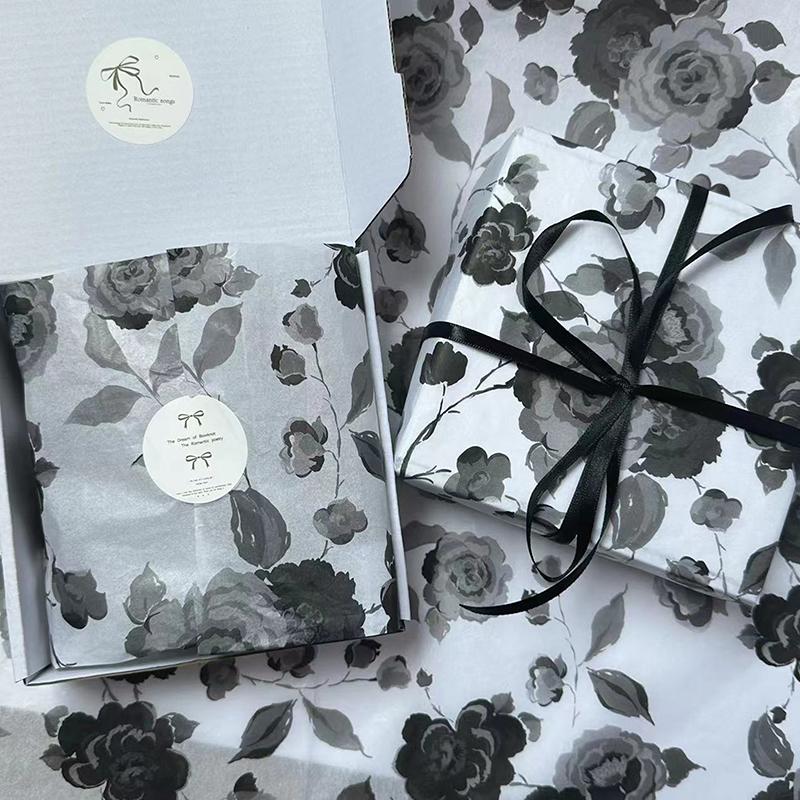 10 Pezzi Rosa Nera Carta Carta Impastata a Mano Carta di Cotone Mazzo Fiore Carta Avvolgimento Fiori Carta Avvolgimento Fiori Torta Cottura Regalo