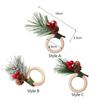 6pcs with Red Berries Christmas Pine Needle Napkin Ring Wooden Napkin Buckle  Restaurant