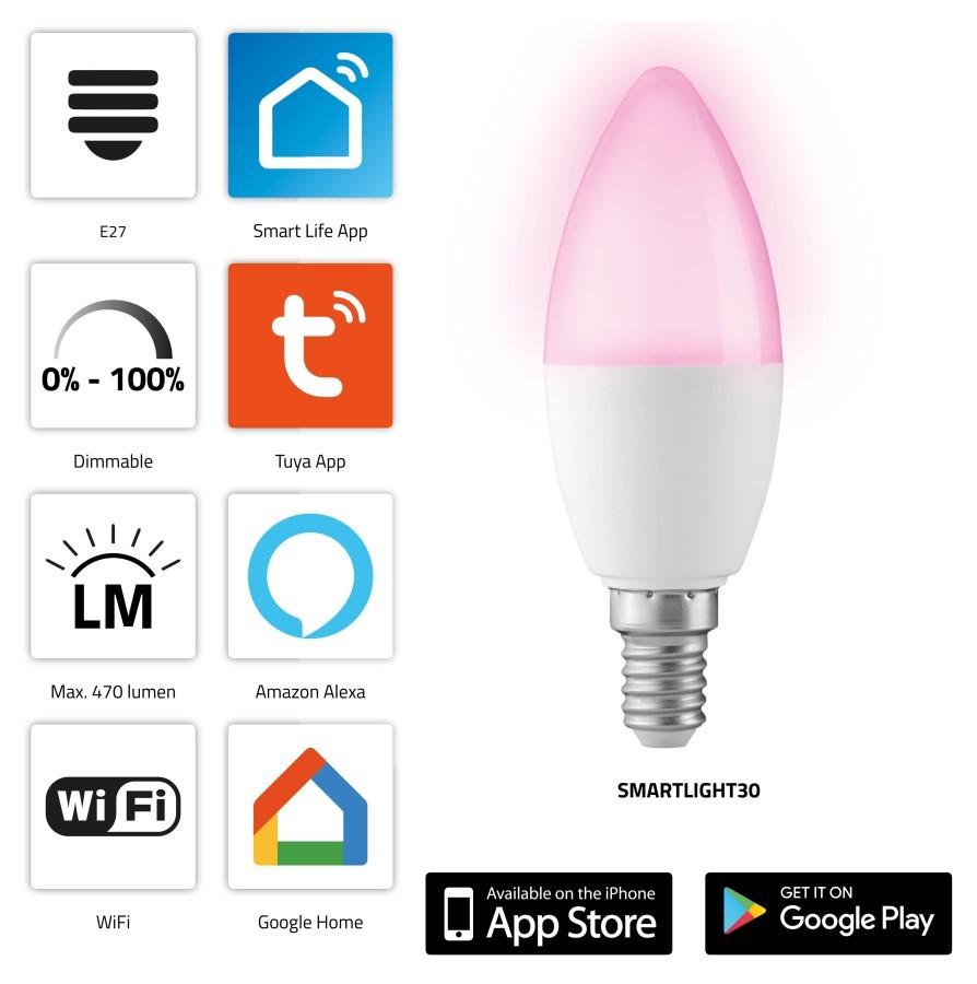 Alecto SMARTLIGHT30 - Smart LED Bulb with Wi-Fi, Alecto