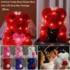 25cm Künstliche Teddyrose Mehrfarbig Romantisches Valentinstagsgeschenk Blumenbär mit LED-Streifen Freundin Frauen Jubiläumsbär