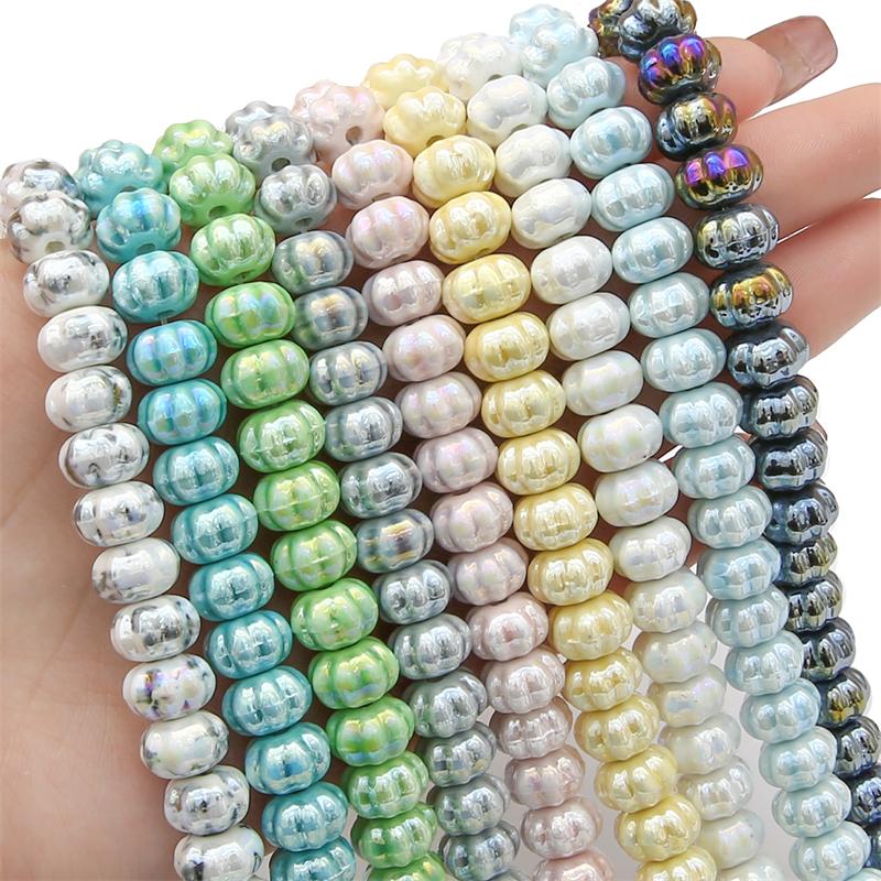 6 buc/pungă Mărgele de porțelan din ceramică lucrate manual în formă de dovleac Mărgele distanțiere libere pentru brățară colier Fabricare de bijuterii DIY