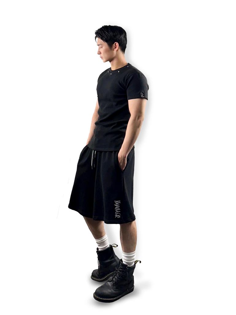 Digeunolusileu Cubic Ribbed Short Sleeve Slim Fit (Black)