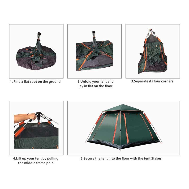 Automatisches Familiencamping-Zelt für 4 Personen, großes Raumzelt, automatische Öffnung, wasserdicht, vier Seiten, atmungsaktiv, für den Außenbereich, 215 x 215 x 142 cm