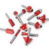 12Pcs 6mm 1/4inch 8mm Shank Woodworking Router Bits Set Milling Cutter for Wood Flush Straight Chamfer Trimming Engraving Tool