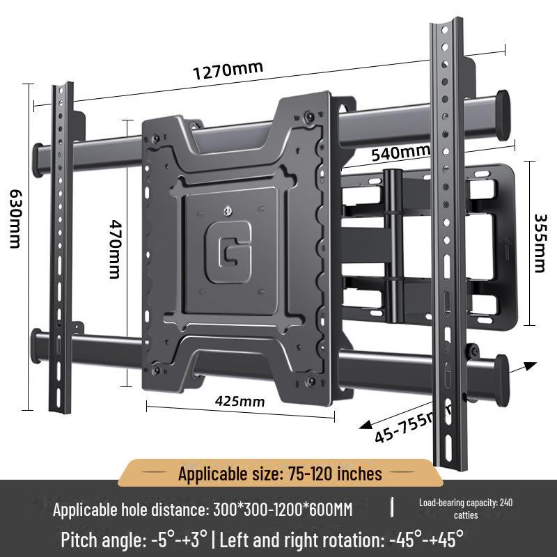Ultra-Thin Telescopic Rotating Wall Mount Bracket for 65-100 Inch TVs