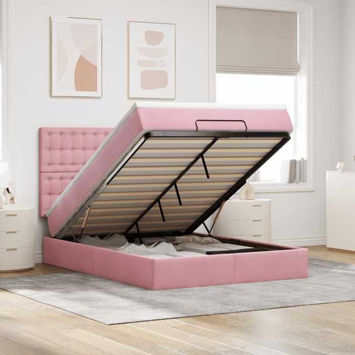 Maison Exclusive - Cadre de lit ottoman avec matelas rose 140x200 cm velours