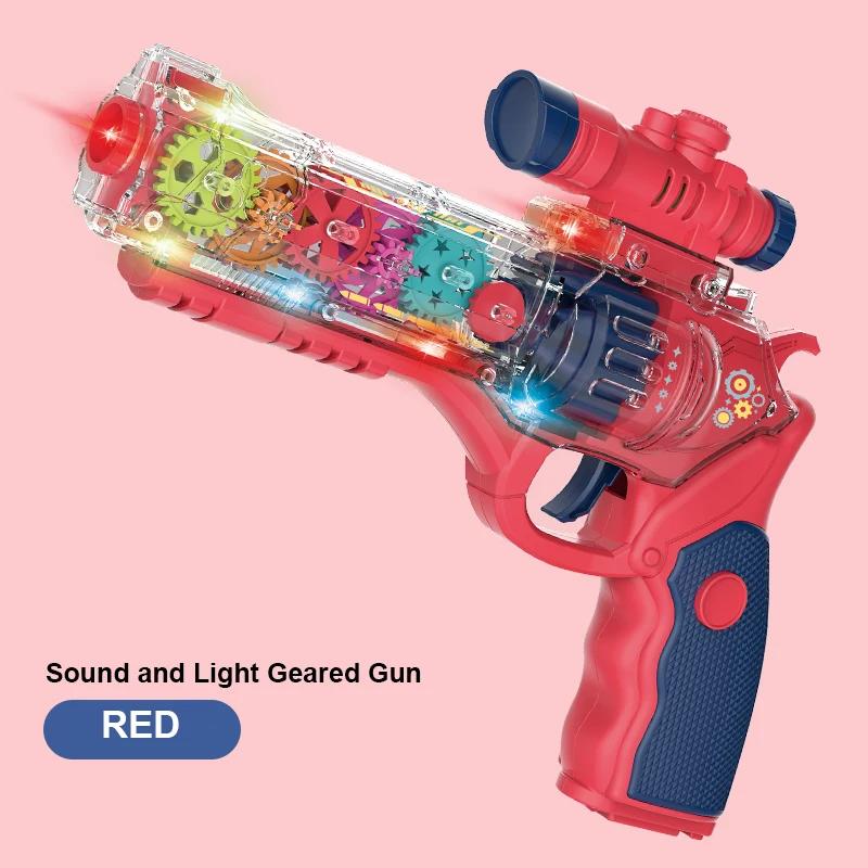 Electric Sound and Light Transparent Gear Gun Boys and Girls Light Music Octave Gun Children's Transparent Toy Gun For Kids Gift