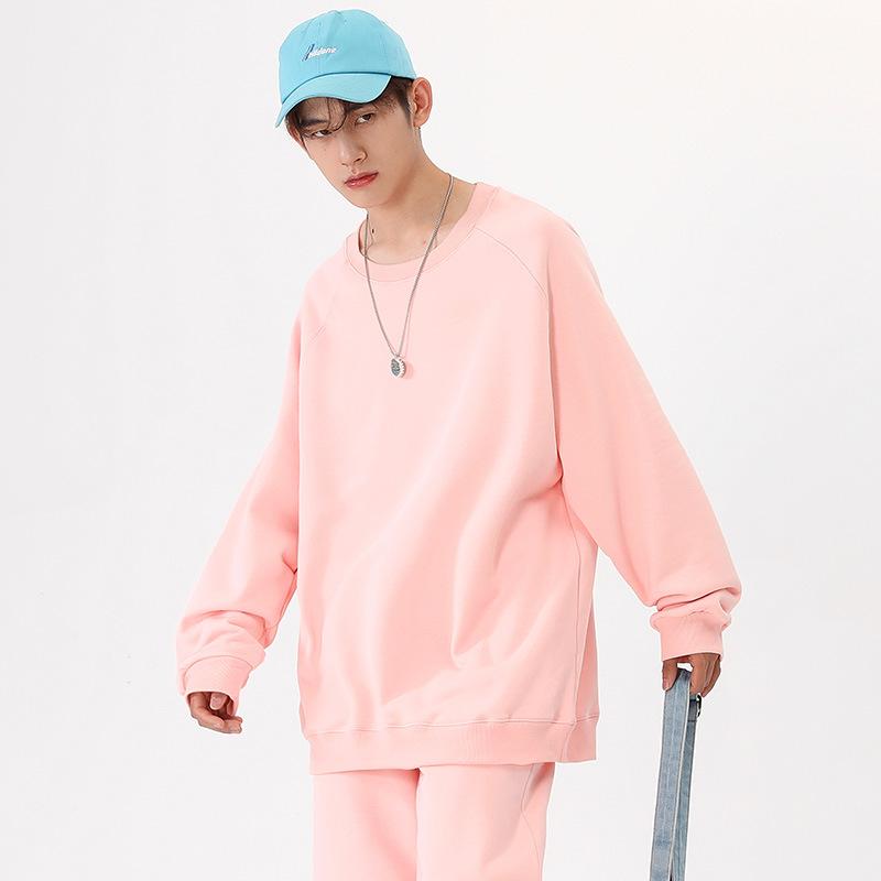 Crew Neck Pullover Sweater Autumn Men's and Women's Shoulder Sleeves Solid Color Versatile Jacket Sweater