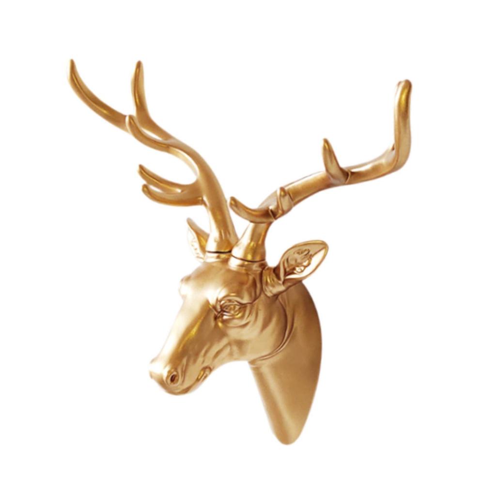Deer Head Pendant Wall Hanging Decoration Ornament Animal Figure Resin Statue