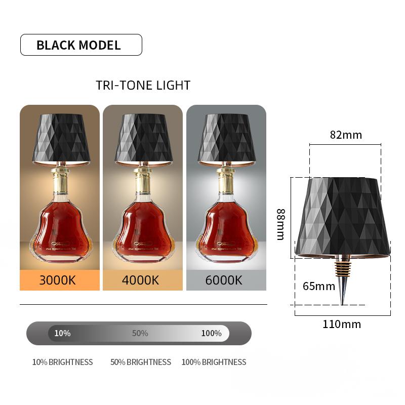 New Wireless Touch Control Bottle Table Lamp 3 Colors Stepless Dimming USB Rechargeable For Bar Wine Bottle Deco Desk Lighting