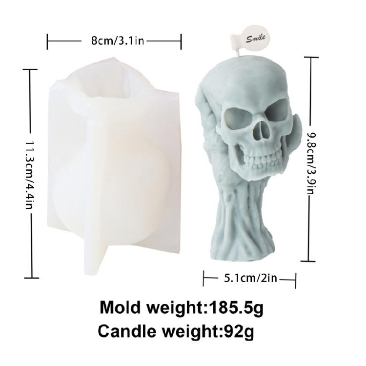 Halloween Skull Candle Silicone Mold Table Ornament Mould DIY Plasters Mold
