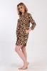 Women's Cotton Nightgown Long Sleeve L Vienetta Leopard Print Pockets