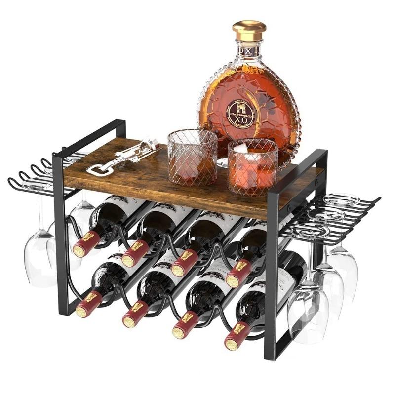 Wooden Wine Rack Desktop Storage Wine Bottle Rack Luxury Bar Counter Red Wine Shelf Modern Simple Home Organizing Accessories