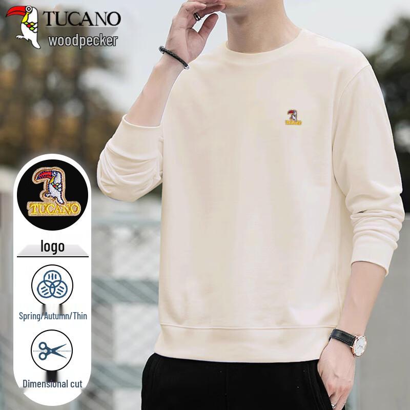 TUCANO Men's Solid Round Neck Long Sleeve Sweatshirt