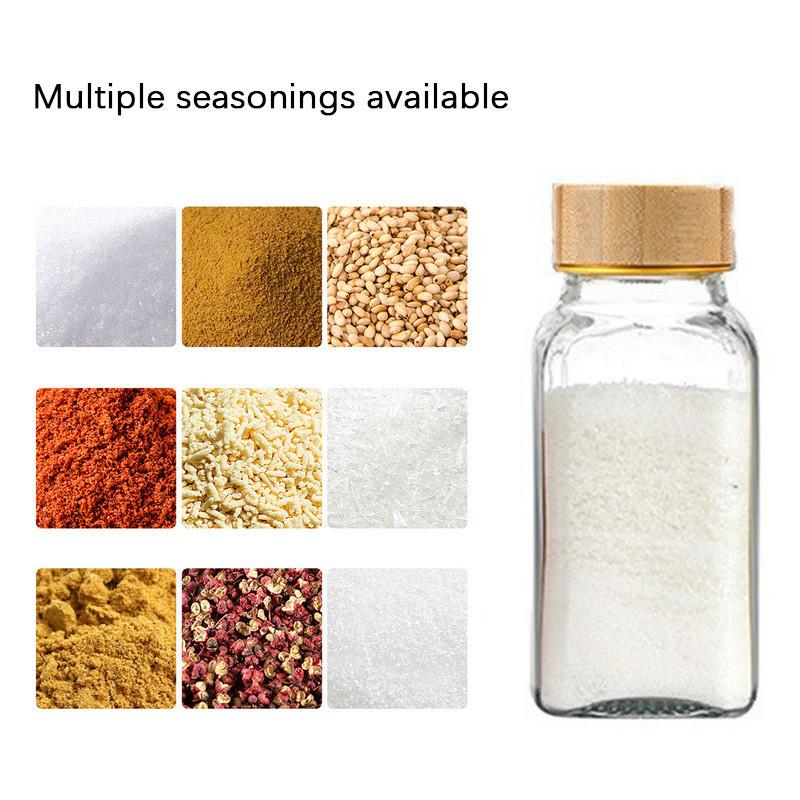 7Pcs/Set 4Oz Glass Spice Jar Seasoning Containers With Bamboo Lids Square Empty Spice Bottles Herbs