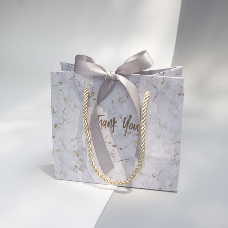 New Accept Private Customization Marble Grey Portable Gift Bag for Party Favors Gift Packaging Box Bag