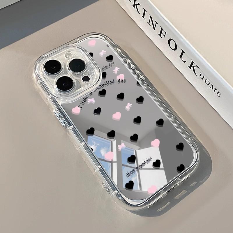 Mirror Full Screen Love Flowers for IPhone16pro Max for Apple 14 Mobile Phone Case European and American 17Pro Korean Style