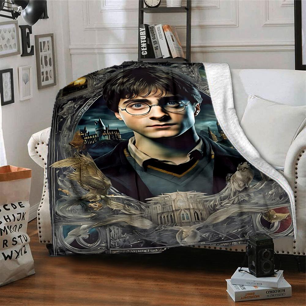 1pc Hogwarts School of Witchcraft and Wizardry Flannel Blanket Soft Warm Throw for Home, Office, Travel, All-Season Cozy Bedding Gift L1461
