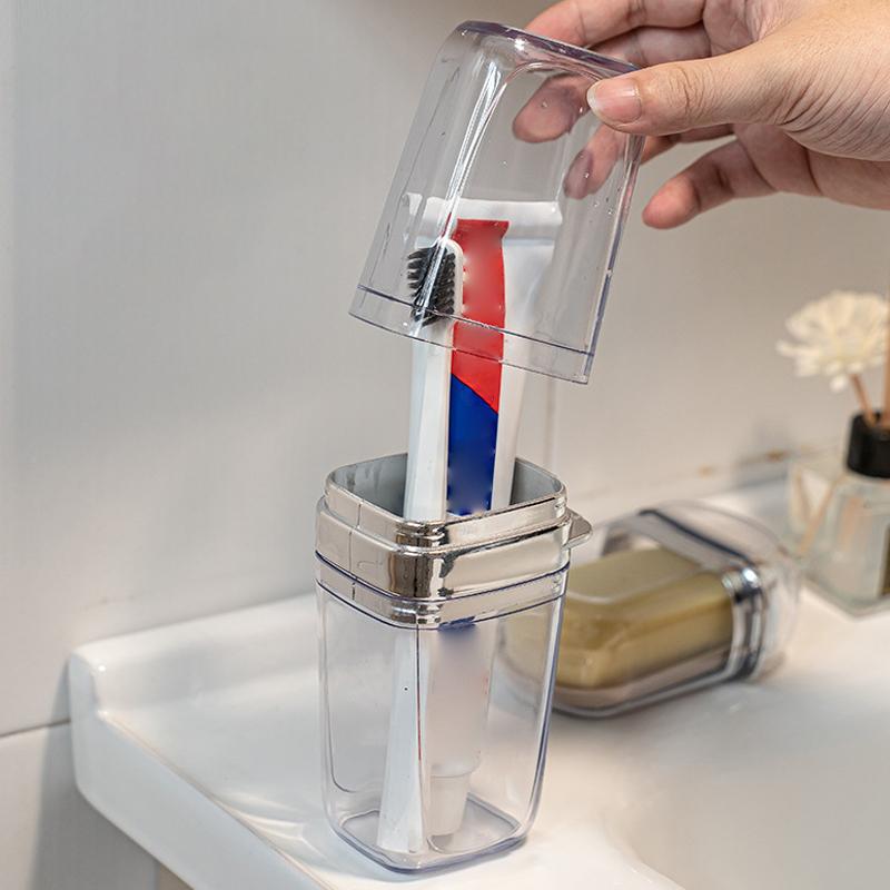 2Pcs/Set Portable Soap Holder Toothbrush Case Durable Plastic Travel Essentials Toiletry Set Easy-Clean Gym Bathroom Accessories
